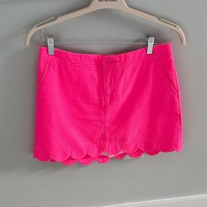 Bright Pink Scalloped Mini Skirt/Skort